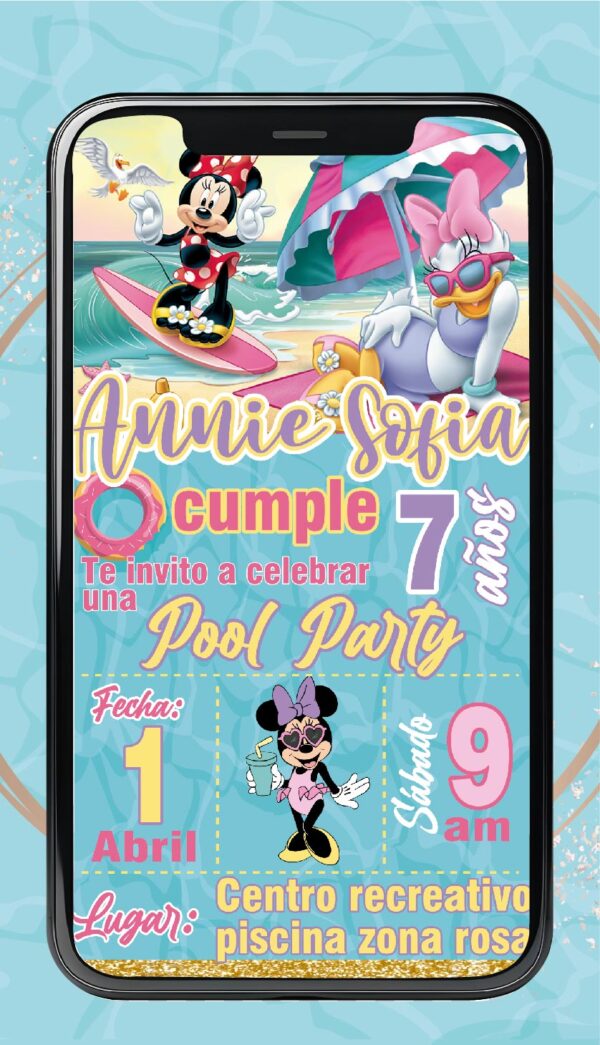 Invitación Minnie en la Piscina