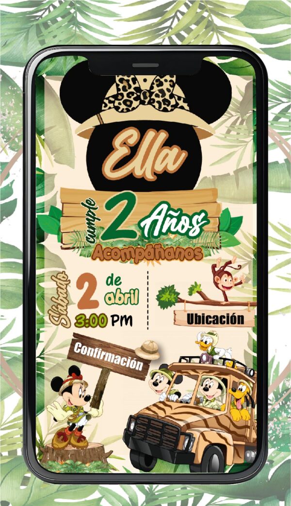 Invitación Minnie Safari