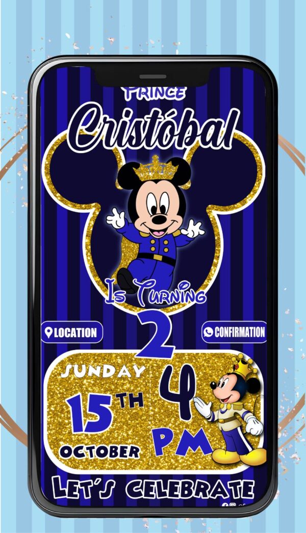 Invitación Interactiva Príncipe Mickey Mouse