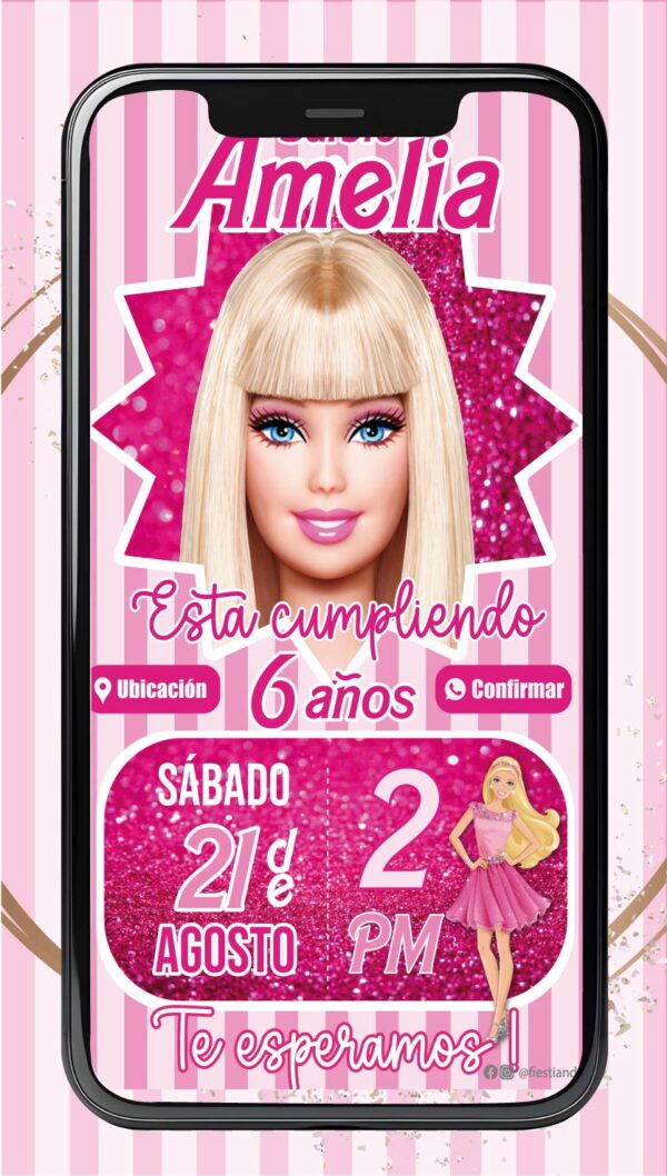 Invitación barbie